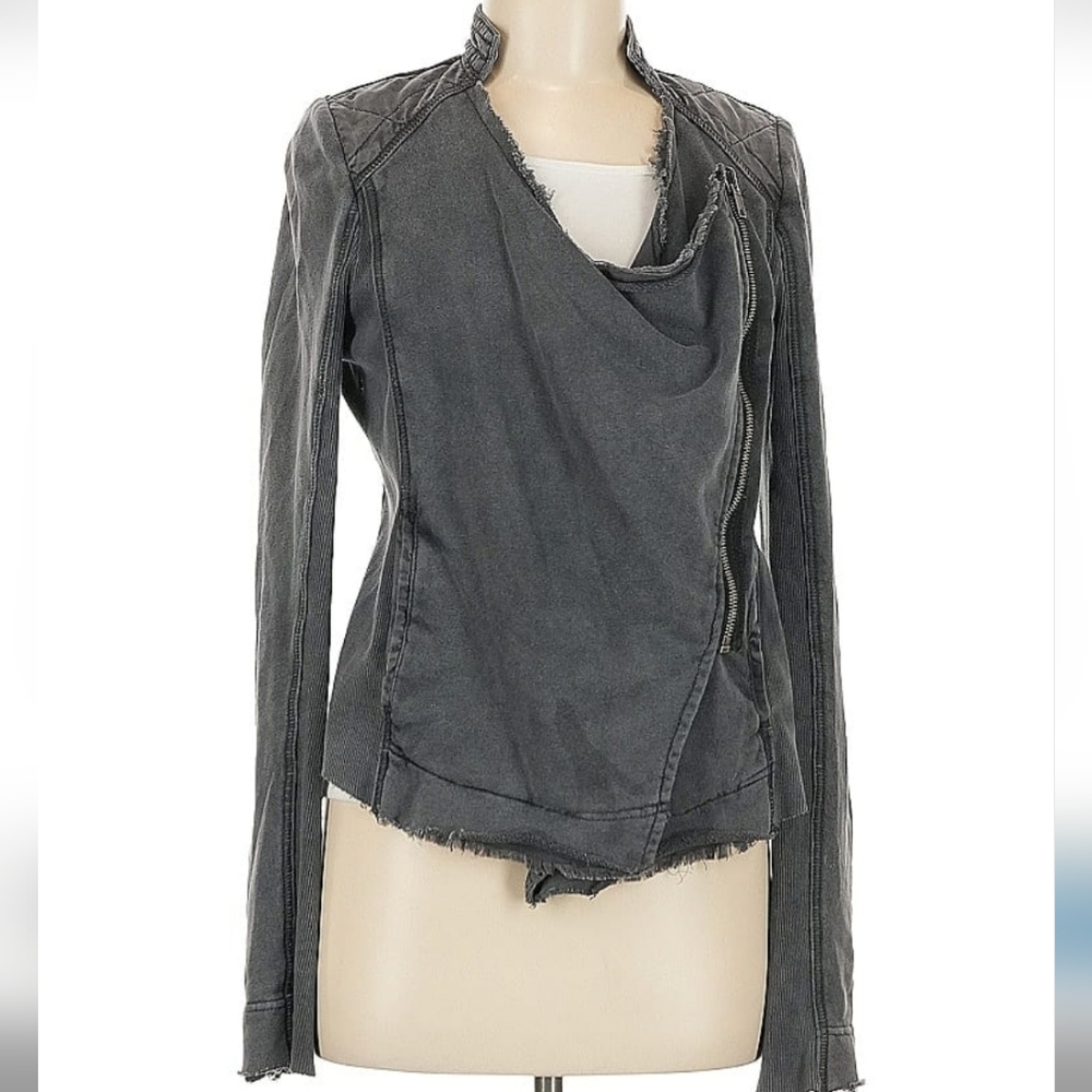 Free People Charcoal Moto Jacket M - Picture 3 of 13